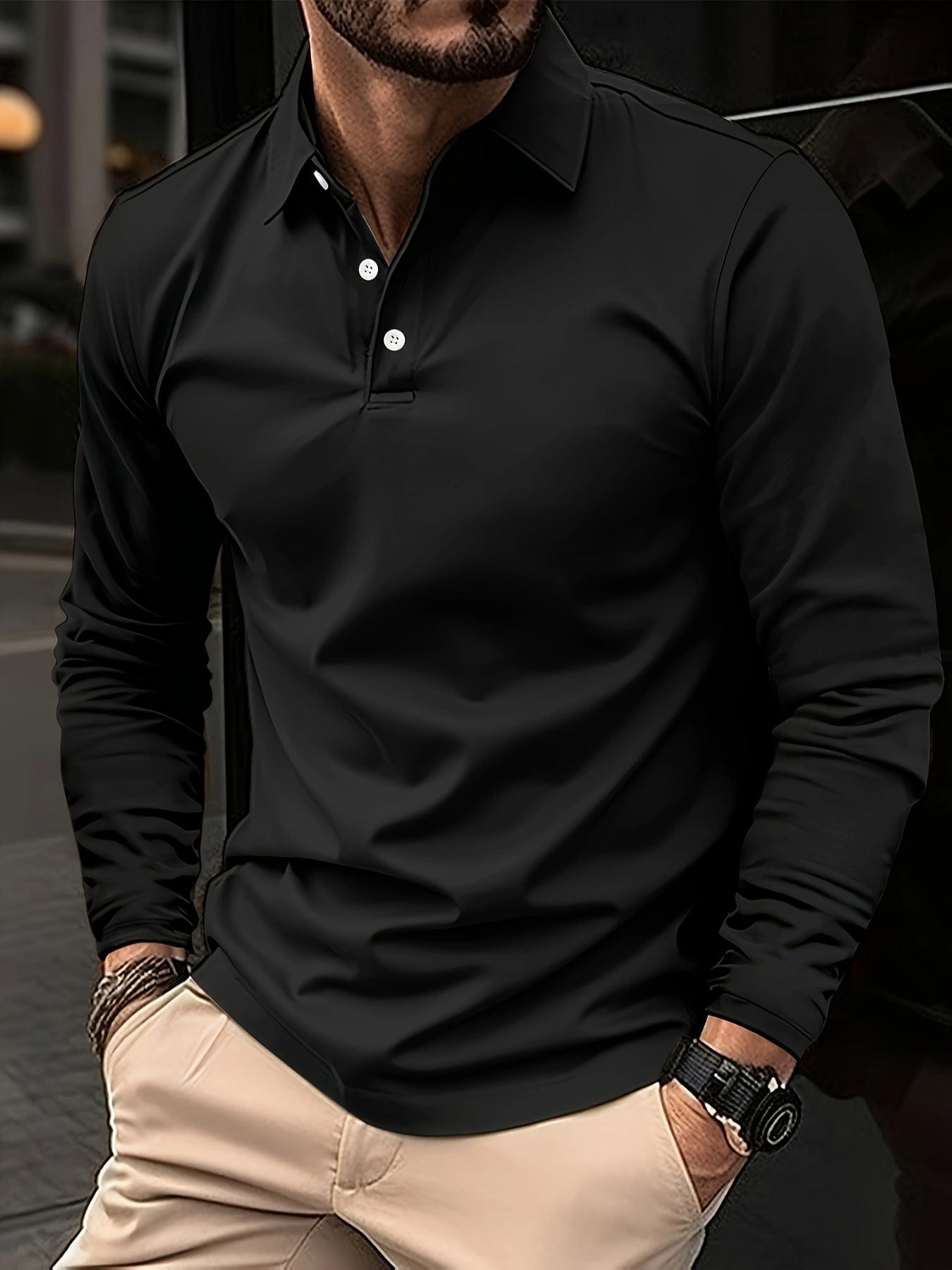 OLIVIER｜Poloshirt met lange mouwen