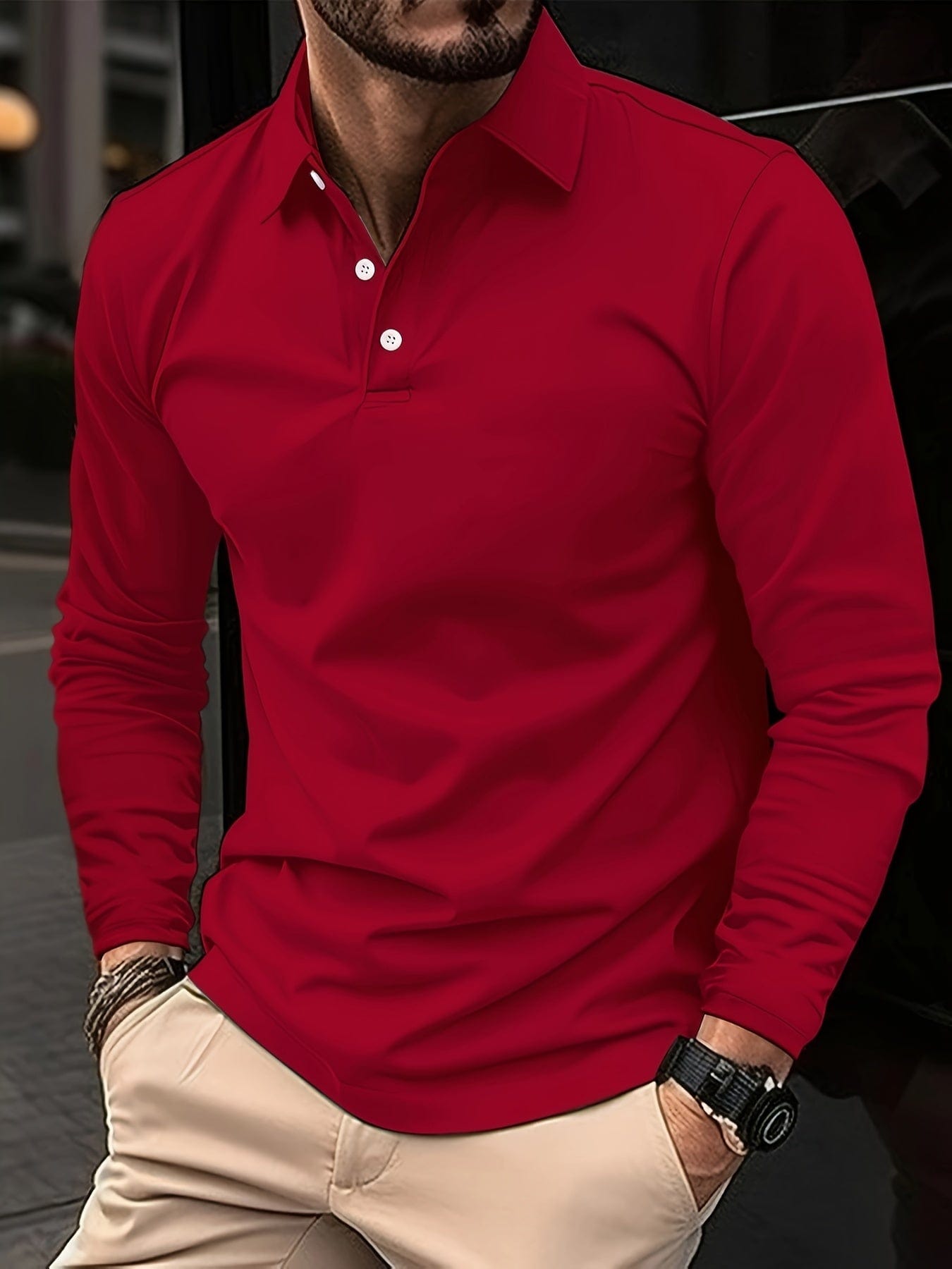 OLIVIER｜Poloshirt met lange mouwen