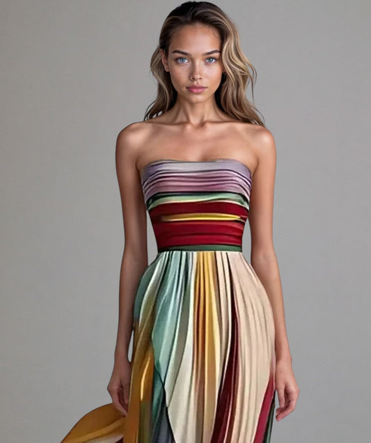 NOVA | Kleurrijke strapless jurk